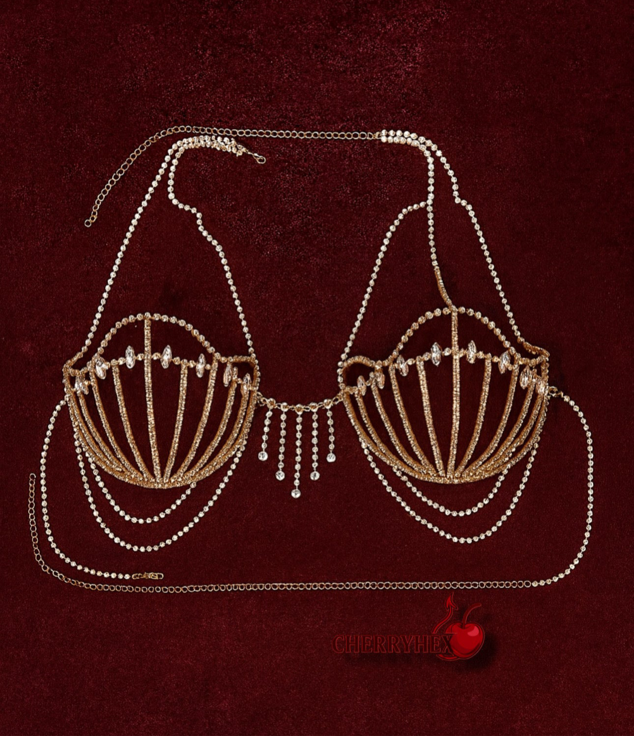 Siren’s Drape Crystal Body Bra