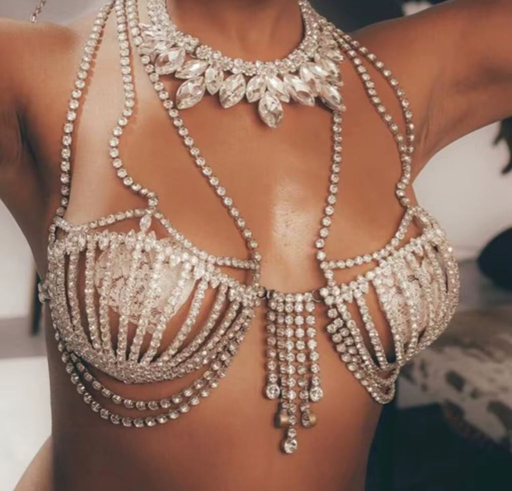Siren’s Drape Crystal Body Bra