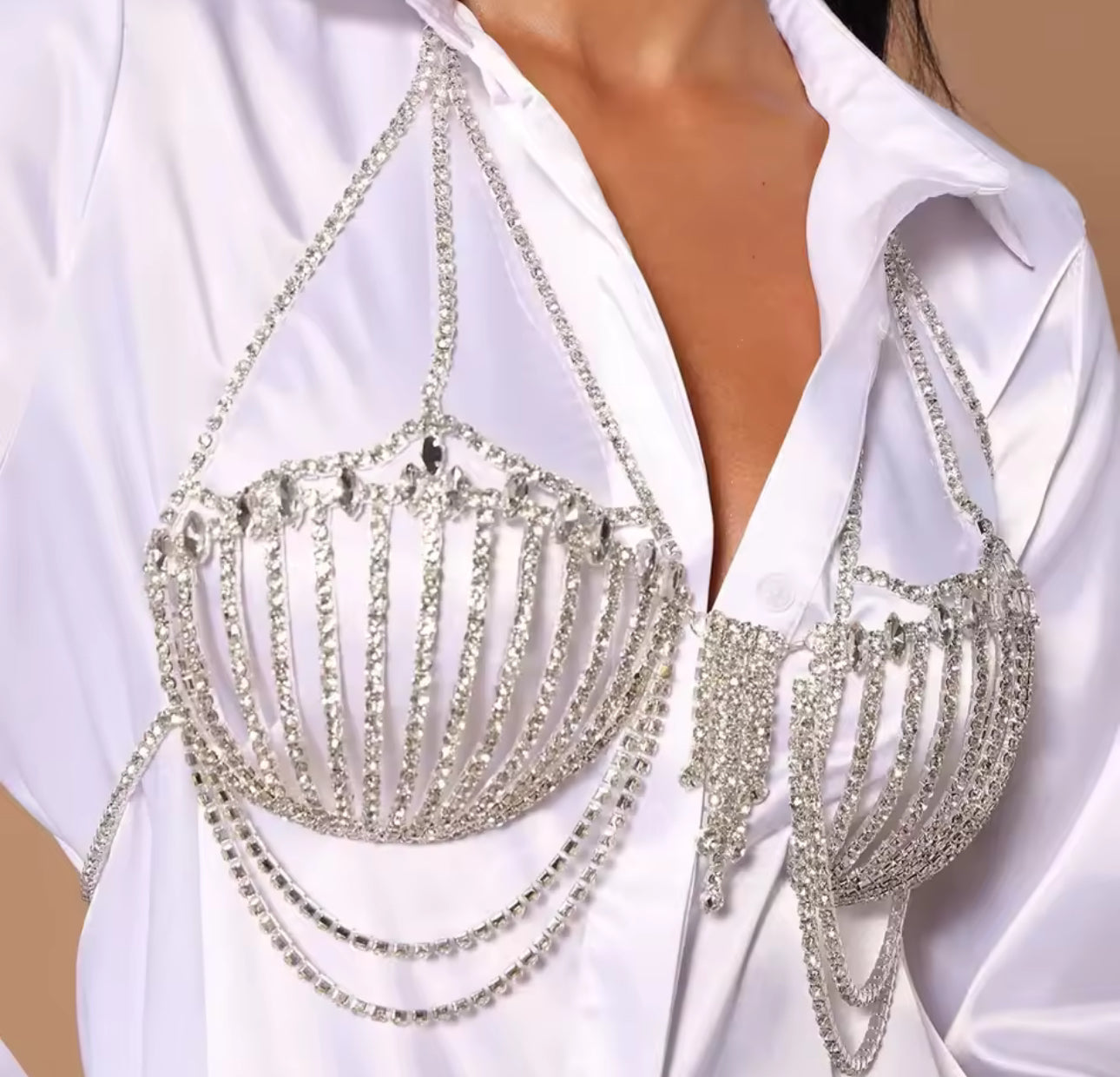 Siren’s Drape Crystal Body Bra